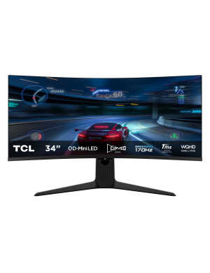 Monitor Gaming LED Curbat TCL 34R83Q, 34" UWQHD, 1ms, 170 Hz, White/Black