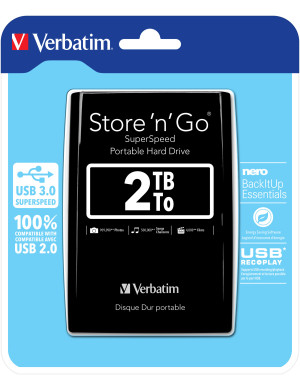 HDD portabil VERBATIM Store 'n' Go 53177, 2.5 inch, 2 TB, USB 3.0, Negru