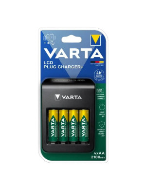 Incarcator VARTA LCD cu 4 acumulatori AA 2100 mAh 57687.101441, Negru