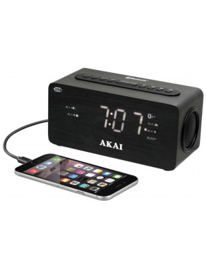 Radio FM cu ceas AKAI ACR-2993, 0.5 W, Bluetooth/Aux, miniUSB, Negru