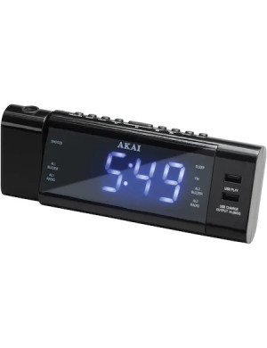 Radio AM/FM cu ceas cu proiectie AKAI ACR-3888, USB, Negru