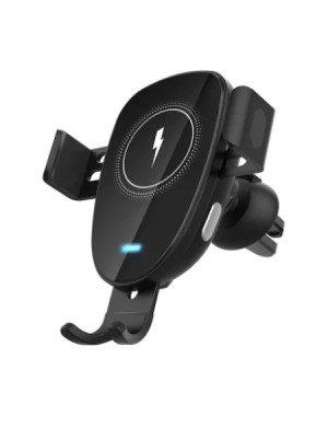 Suport auto BLITZWOLF BW-CW2 cu incarcare wireless Qi 15W, fixare pe grila de ventilatie, negru