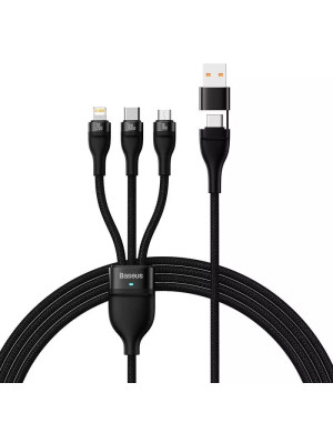Cablu de date BASEUS Flash Series 2, USB Type-C + microUSB + Lightning, 100W, 1.5 m, negru