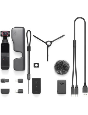 Kit camera video de actiune DJI Osmo Pocket 2 Creator, 64MP, 4K, Black