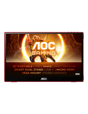Monitor LED Gaming AOC AGON 16G3, 15.6" FHD, IPS, USB-C, FreeSync, 144Hz, 4 ms, Black/Red