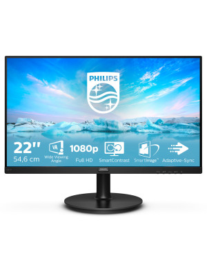 Monitor LED PHILIPS 221V8A/00, 21.5", FHD, VA, 4 ms, 75 Hz, Black